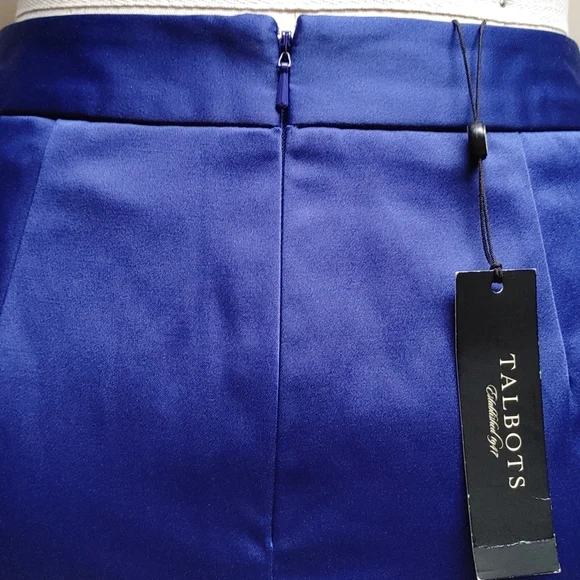 Talbots Petites Special Occasion Violet Satin Maxi Pencil Skirt w Pockets - Picture 12 of 17